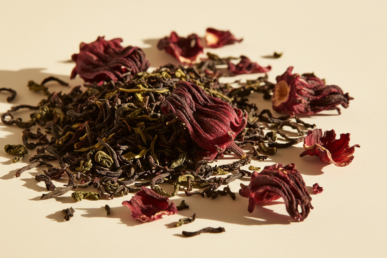 feuilles de thé / hibiscus séché.