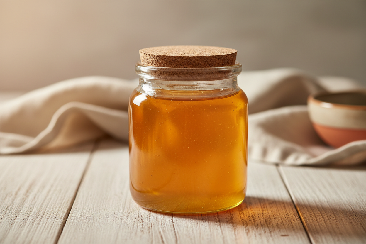 miel naturel en pot + lumière douce (sans marque)